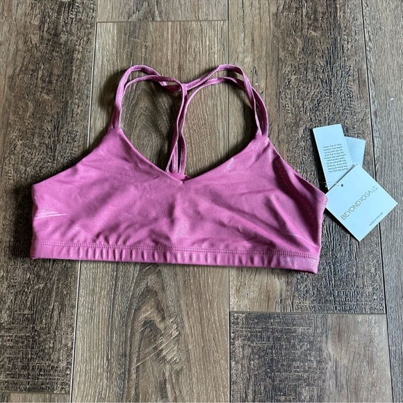 BEYOND YOGA Twinkle Pink Strappy Sports Bra Desert Berry Mauve - Picture 5 of 7